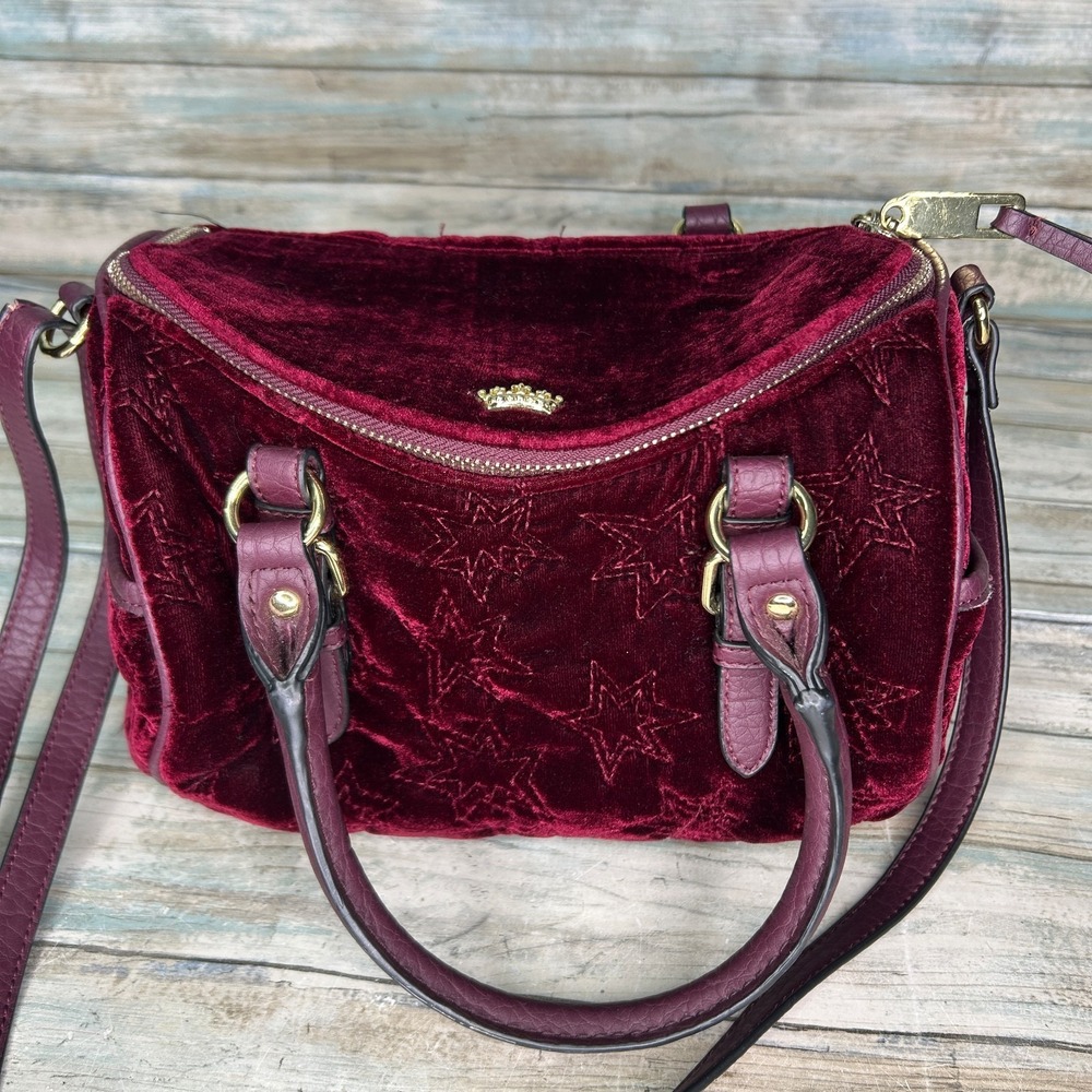 Juicy Couture Vintage Red Bordeaux Velvety Doctor Bag Purse Y2K Academia